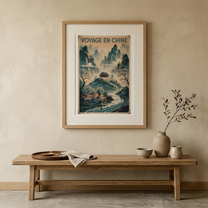 affiches vintage paysage chine