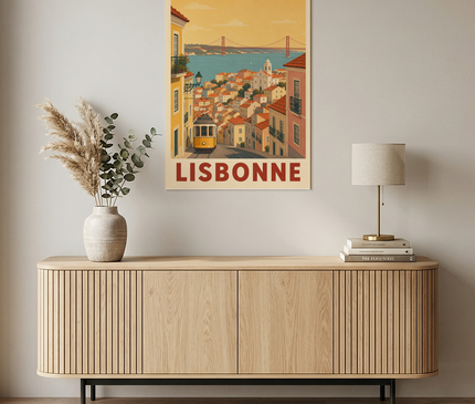affiche lisbonne vintage panorama ville