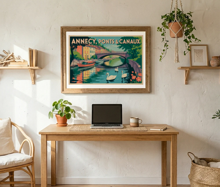 affiche annecy vintage ponts et canaux
