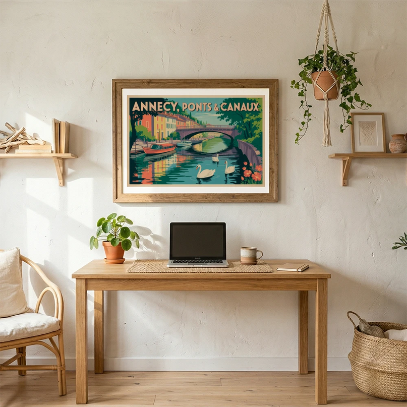 affiche annecy vintage ponts et canaux