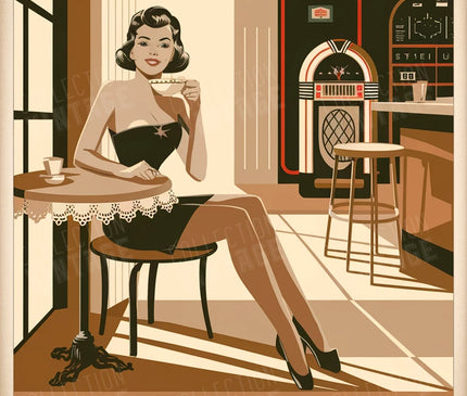 affiche pin up café rétro