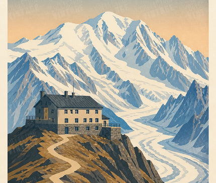 affiche refuge mont blanc vintage