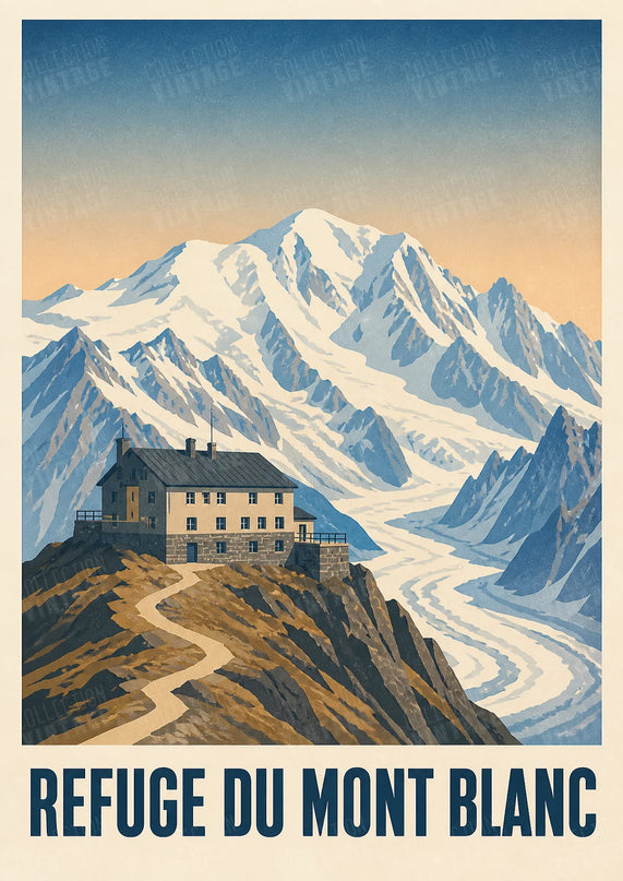 affiche refuge mont blanc vintage