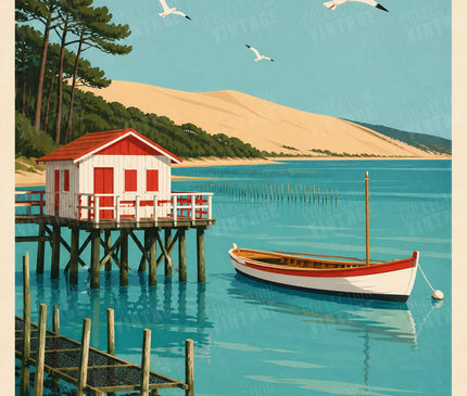 affiche vintage bassin d'arcachon