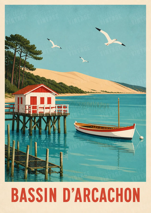 affiche vintage bassin d'arcachon