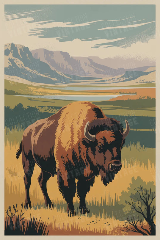 affiche bison americain vintage