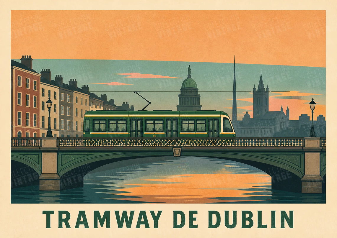 affiche tramway dublin vintage