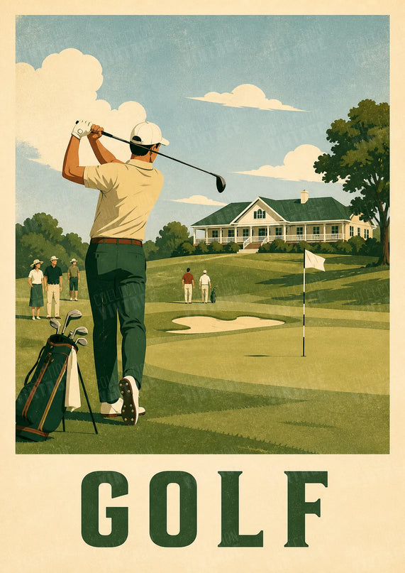 affiche règles du golf vintage