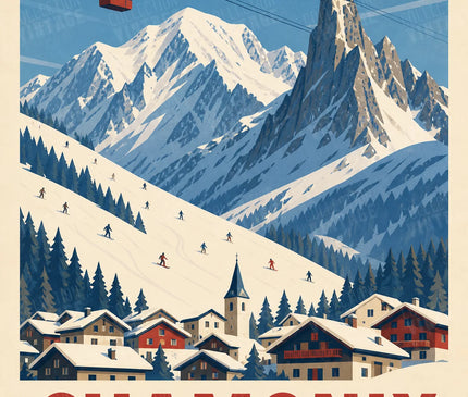 poster vintage chamonix sports d'hiver