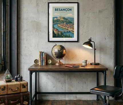 affiche besançon ambiance rétro pastel