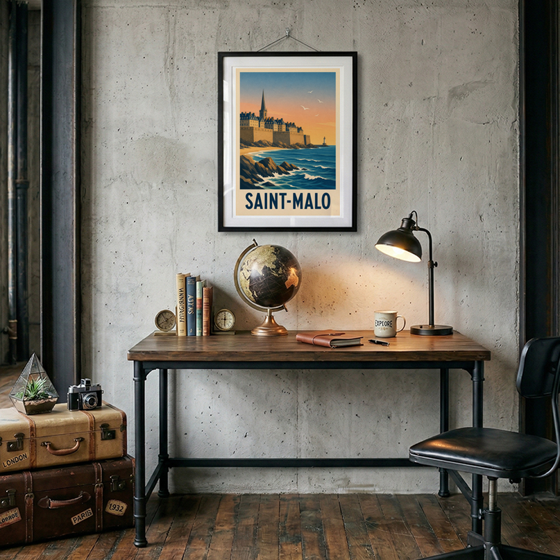 affiche saint malo vintage idée cadeau maison