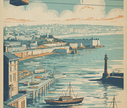 affiche brest vintage panorama ville