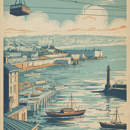 affiche brest vintage panorama ville