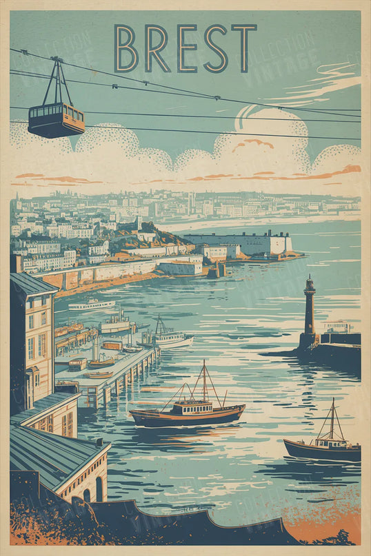 affiche brest vintage panorama ville