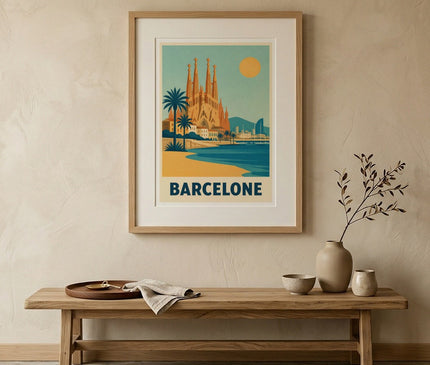 affiche barcelone illustration mediterraneenne