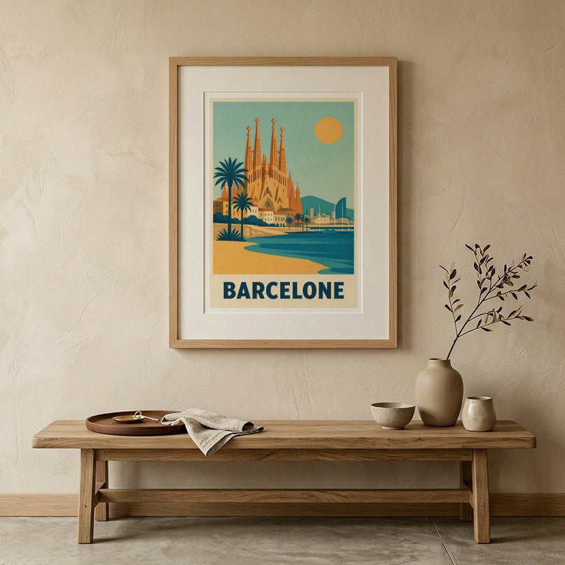 affiche barcelone illustration mediterraneenne