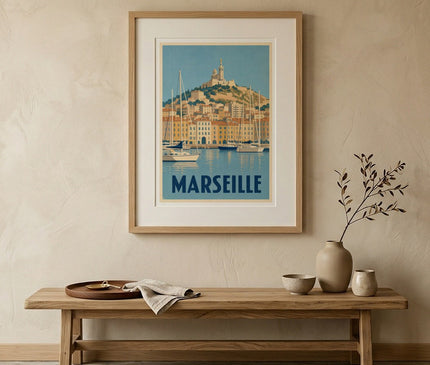 poster vintage marseille port de plaisance