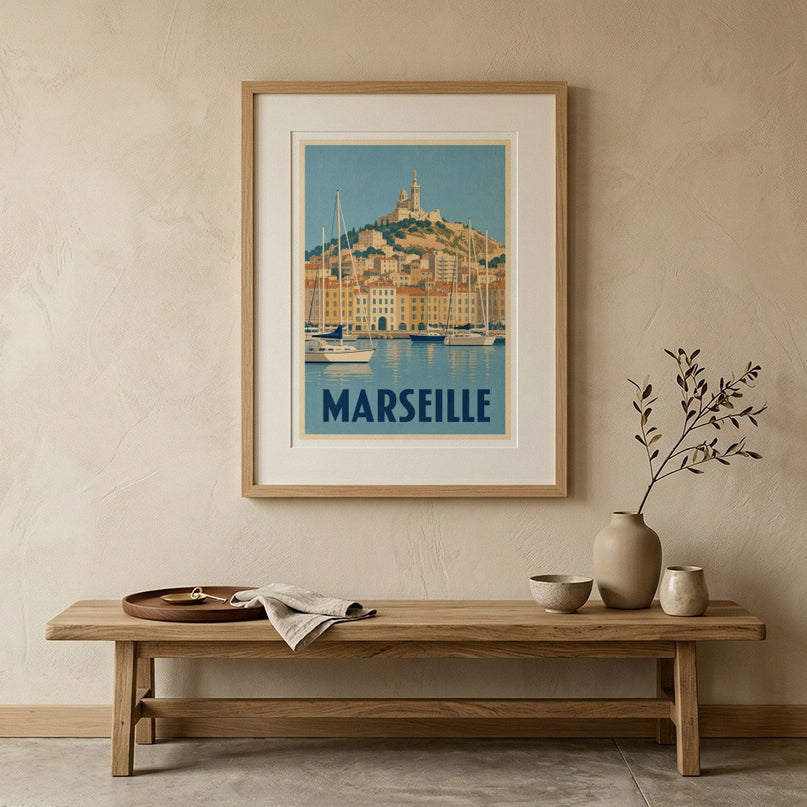 poster vintage marseille port de plaisance