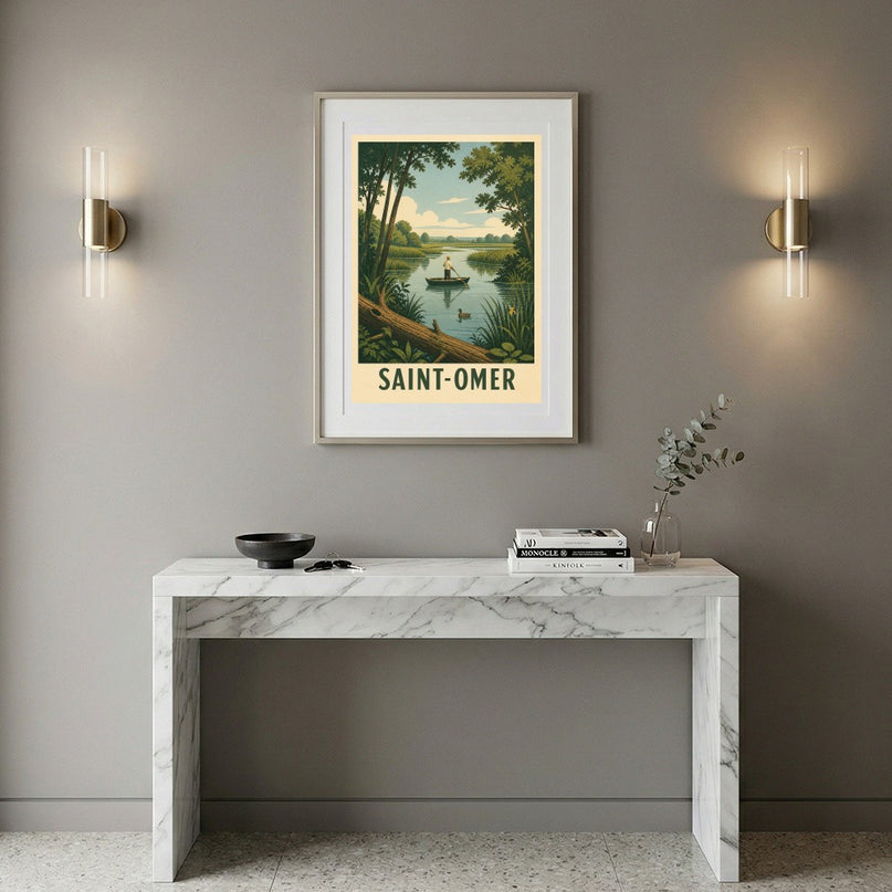 affiche saint-omer nature et marais vintage