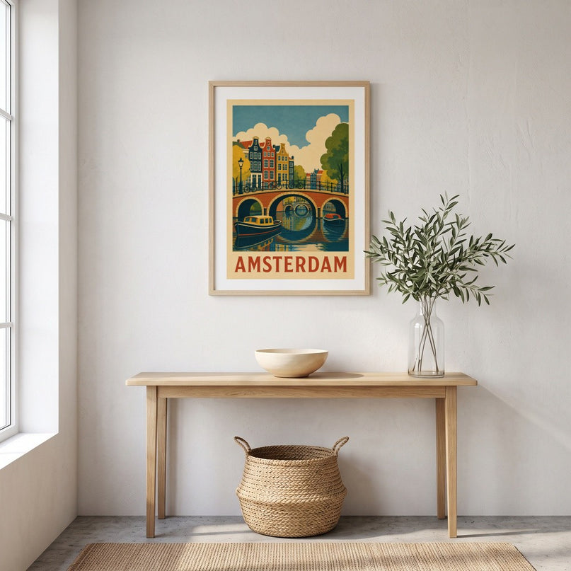 affiche amsterdam vintage série de ponts