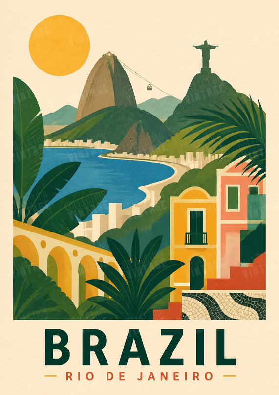 affiche brésil style collage vintage
