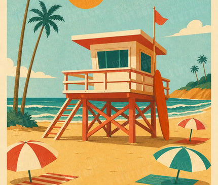 affiche plage amerique vintage