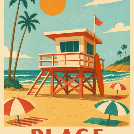 affiche plage amerique vintage