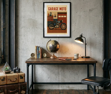 affiche moto vintage garage
