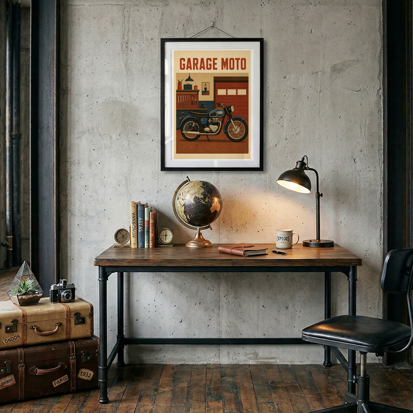 affiche moto vintage garage
