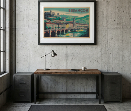 affiche besançon paysage urbain minimaliste