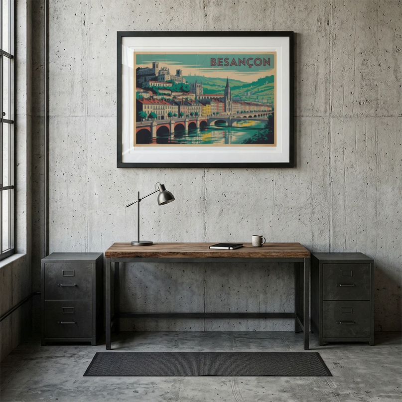 affiche besançon paysage urbain minimaliste