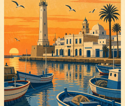 affiche port de la goulette vintage