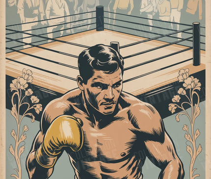 affiche boxe style art nouveau