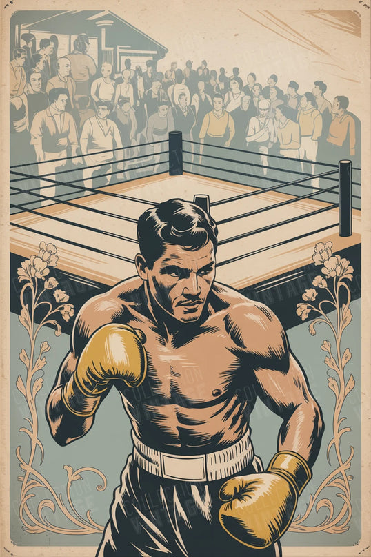affiche boxe style art nouveau
