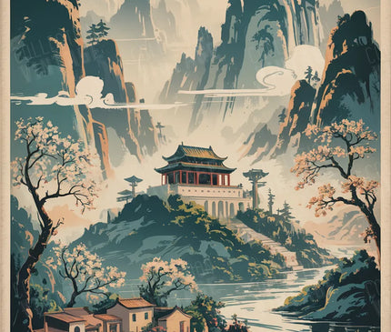affiches vintage paysage chine
