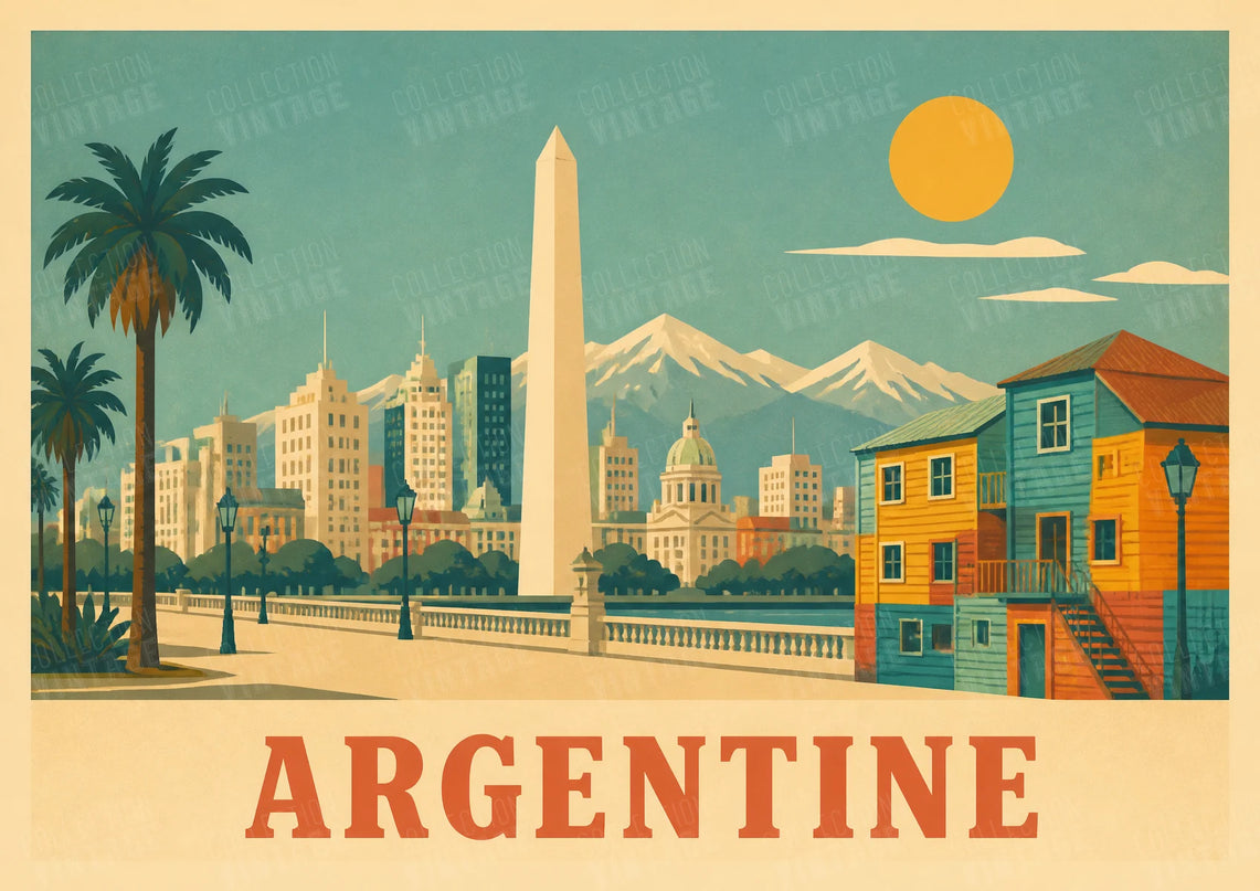 affiche tourisme argentine vintage
