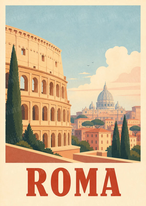 affiche roma couleur pastel