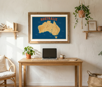 affiche carte australie illustration artistique