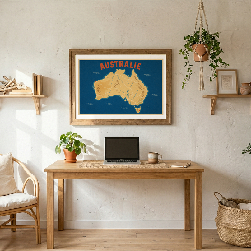 affiche carte australie illustration artistique