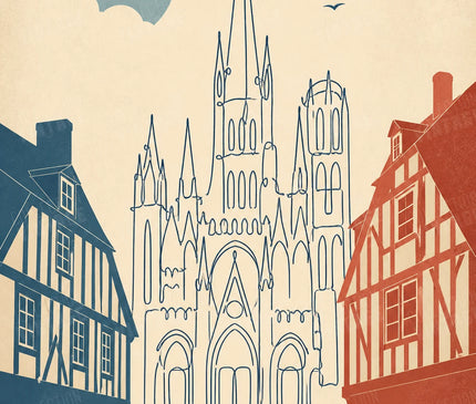 affiche rouen dessin ligne continue