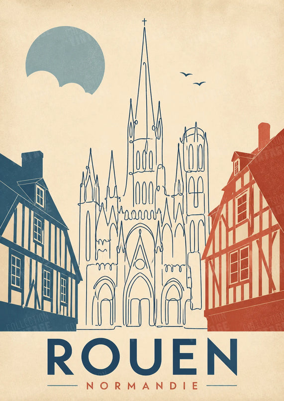 affiche rouen dessin ligne continue
