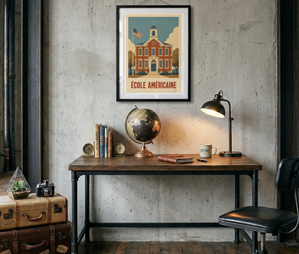 affiche etats unis ecole ancienne reproduction