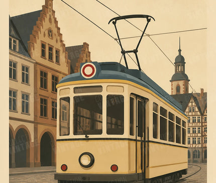 affiche tramway de francfort vintage