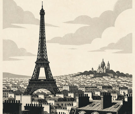 poster vue de paris noir et blanc