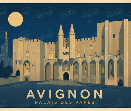 affiche avignon façade palais des papes nuit