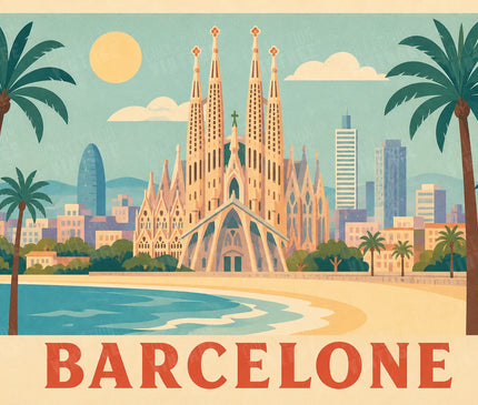 affiche barcelone aquarelle