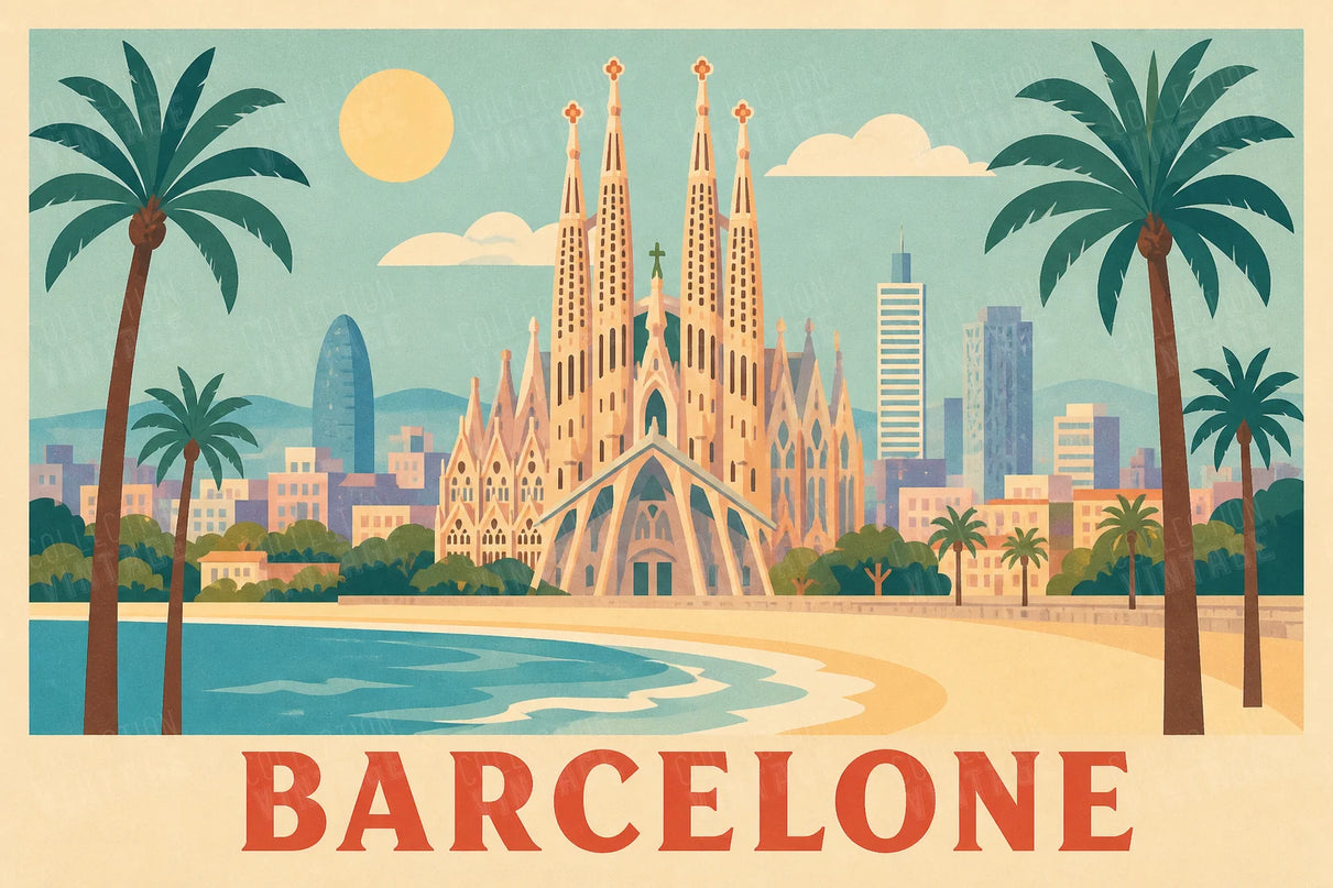 affiche barcelone aquarelle