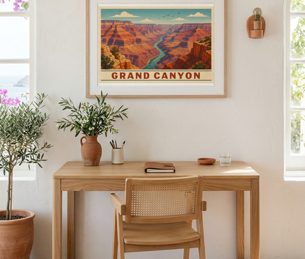affiche grand canyon vue aérienne vintage