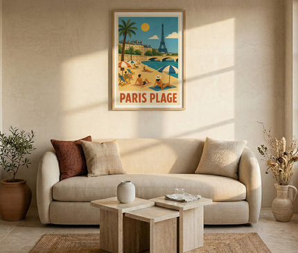 affiche paris plage vintage