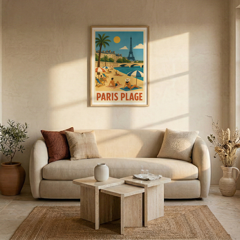 affiche paris plage vintage